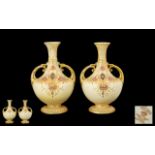 Crown Devon Fieldings Pair Of Twin Handled Cream Ware Vases,