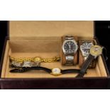 A Collection of Watches in a Leatherette Jewellery Box.