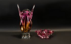 Murano Style Glass Vase and Ashtray.