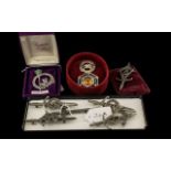 Collection of Scottish Clan Related Jewellery comprising a Clan Bethune/Macbeth white metal badge,