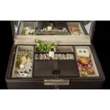 Collection of Vintage Costume Jewellery in a Leatherette Jewellery Box.