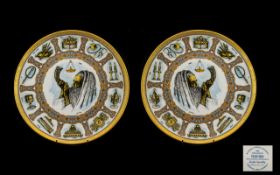 Pair of Goebel China Traditions Plates from an original work of art by Laszlo Ispanky, Nos. 3354 &