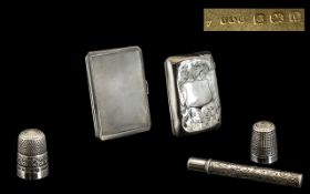 Small Mixed Lot Of Silver To Include Two Cigarette Cases Hallmarked For 1918 & 1938.