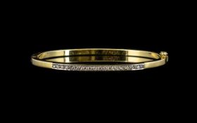 18ct Gold Attractive Diamond Set Hinged Bangle,