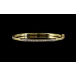 18ct Gold Attractive Diamond Set Hinged Bangle,