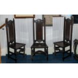 English 19th Century - Carved Oak Hall Chair with Carved and Shaped Top Rail and Back Oak Seat,