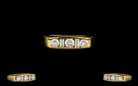 Ladies 9ct Gold Nice Quality And Pleasing Five Stone Diamond Ring. The Three Round Brilliant Cut