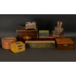 A Box of Assorted Items to include 19thC hinged boxes, Japanese lacquered glove box,