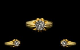 18ct Gold and Platinum Single Stone Diamond Ring - Gypsy Illusion Set In Platinum.