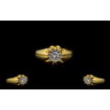 18ct Gold and Platinum Single Stone Diamond Ring - Gypsy Illusion Set In Platinum.