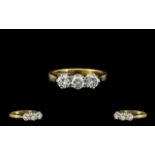 18ct Gold and Platinum Attractive and Quality 3 Stone Diamond Ring,
