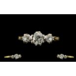 Antique Period Excellent Quality 3 Stone Diamond Ring, Very Pleasing. The Centre Diamond of Est