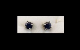 Pair of Sapphire Stud Earrings, round cut solitaire sapphires, totalling 1.