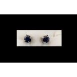 Pair of Sapphire Stud Earrings, round cut solitaire sapphires, totalling 1.