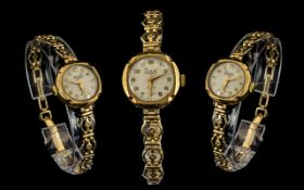 Everite - Incabloc 9ct Gold Mechanical 17 Jewels Wrist Watch with Attached Rolled Gold Fancy