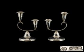 Elkington & Co Pair of Late Arts and Crafts Silver Candlesticks of Excellent Design and Form.