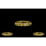 18ct White Gold - Attractive Yellow Sapphire and Diamond Set Half Eternity Ring.