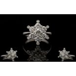 18ct White Gold Bespoke Superb Quality Diamond Set 'Starburst' Cluster Ring Of stunning