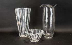 A Small Collection Of Contemporary Glassware Three pieces in total to include tall, tapering