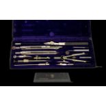 A Mid Century German Draughtsman's Instruments Set Fourteen piece set housed in original purple