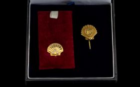 B.P and Shell Oil Companies 9ct Gold Pin Badges ( 2 ) of Small Size.