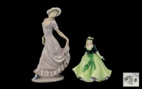 Royal Worcester 'Holly' Figurine dated 2005, 7" tall, depicting a young lady in a pale green dress,