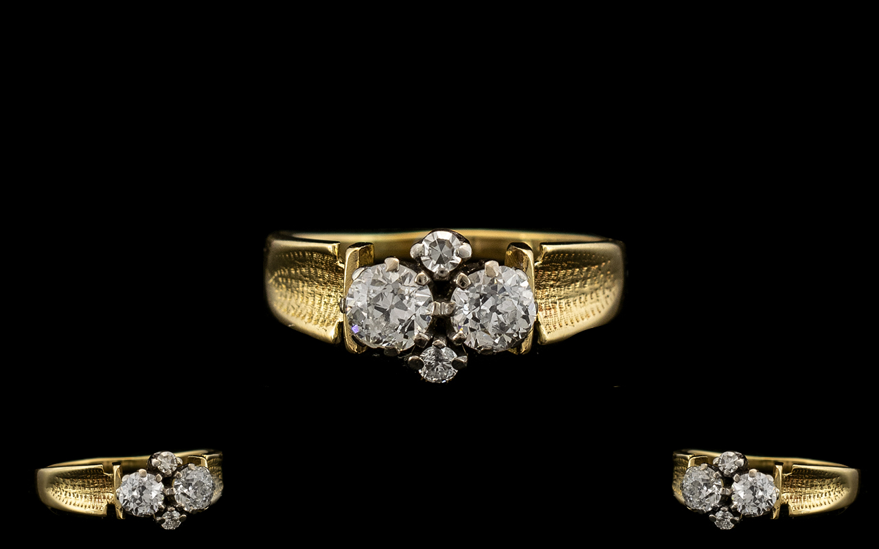 18ct Gold - Superb Quality and Attractive Diamond Set Dress Ring - Full Hallmark for Birmingham