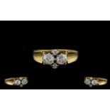 18ct Gold - Superb Quality and Attractive Diamond Set Dress Ring - Full Hallmark for Birmingham