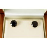 9ct Gold Stud Earrings Set With Large Garnets Circular form, each set with large, dark faceted