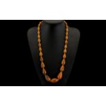 1920's Nice Quality Graduated Pear Shaped Beaded - Butterscotch Amber Necklace of Good Colour and