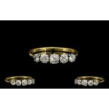 18ct Gold and Platinum - Attractive 5 Stone Diamond Ring. c.1920's.