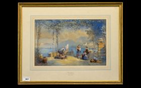 T. L. Rowbotham 1823 - 1875 Titled ' Lake Lugano ' Italy Watercolour. Signed and Dated In 1865.