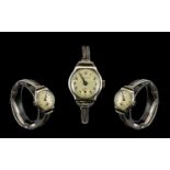 Garrards - Ladies Mechanical Silver Wrist Watch with Integral Double Rope Strap From the 1950's.