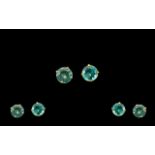 Paraiba Apatite Solitaire Stud Earrings, comprising two round cut, ocean blue apatites totalling 1.