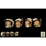 Royal Doulton Hand Painted Set of 4 Small 'The 4 Musketeers' Character Jugs.