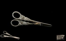 A Pair of Modern Grape Scissors of typical form marked 'Sterling 925 Sweden'. Weight 34 grams.