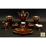 A Collection Of Carlton Ware Rouge Royale Ceramics Nine pieces in total to include two leaf form