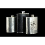 A Collection of Three Hip Flasks comprising Edwin Blyde Celtic Collection pewter hip flask with