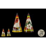 Wedgwood Clarice Cliff Design - Conical Shaped Sugar Sifters In 1st Quality & Mint Condition.