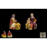 Royal Doulton Early Hand Painted Miniature Figurines 'The Little Mother' figurine HN4935 together