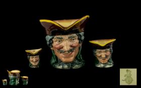 Royal Doulton Hand Painted Trio of Character Jugs ' Dick Turpin ' Large, Small, Miniature Sizes.