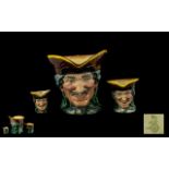 Royal Doulton Hand Painted Trio of Character Jugs ' Dick Turpin ' Large, Small, Miniature Sizes.