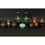 A Collection Of Modern Oriental Cloisonne Vessels Ten items in total to include a pair of baluster