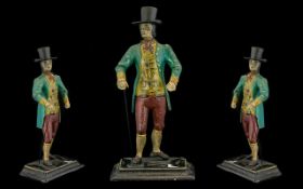 Reproduction Cast Metal Painted Figure In The Form Of A Georgian Gentleman Standing figure on