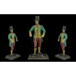 Reproduction Cast Metal Painted Figure In The Form Of A Georgian Gentleman Standing figure on