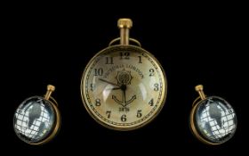 English Gilt Brass and Glass Ball Clock, Marked to Dial.