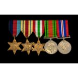 World War II Collection of Military Medals with Ribbons. Comprises 1/ 1939 - 1945 Defence Medal.