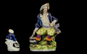 Staffordshire Hand Painted and Mid 19th Century Pear-ware Figure of Will Watch,