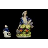 Staffordshire Hand Painted and Mid 19th Century Pear-ware Figure of Will Watch,