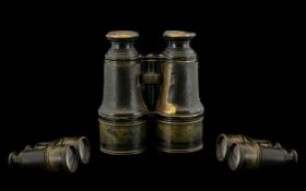 Pair of Vintage Military Brass Binoculars marked for Lemaire of Paris.